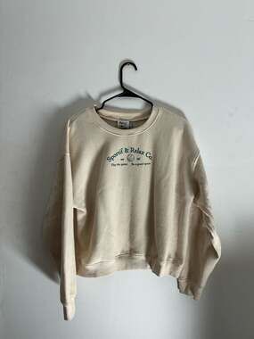 Princess Polly Sportif & Relax Co. Graphic Sweatshirt Cream Size US 4